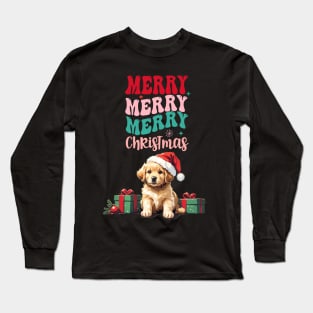 Merry Christmas Retriever Puppy Long Sleeve T-Shirt